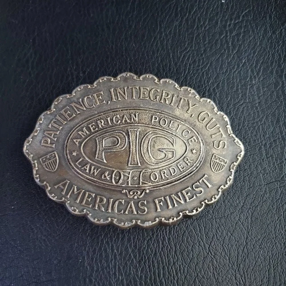 VTG Capt Hawks Sky Patrol American Police PIG Belt Buckle Law and Order Brass